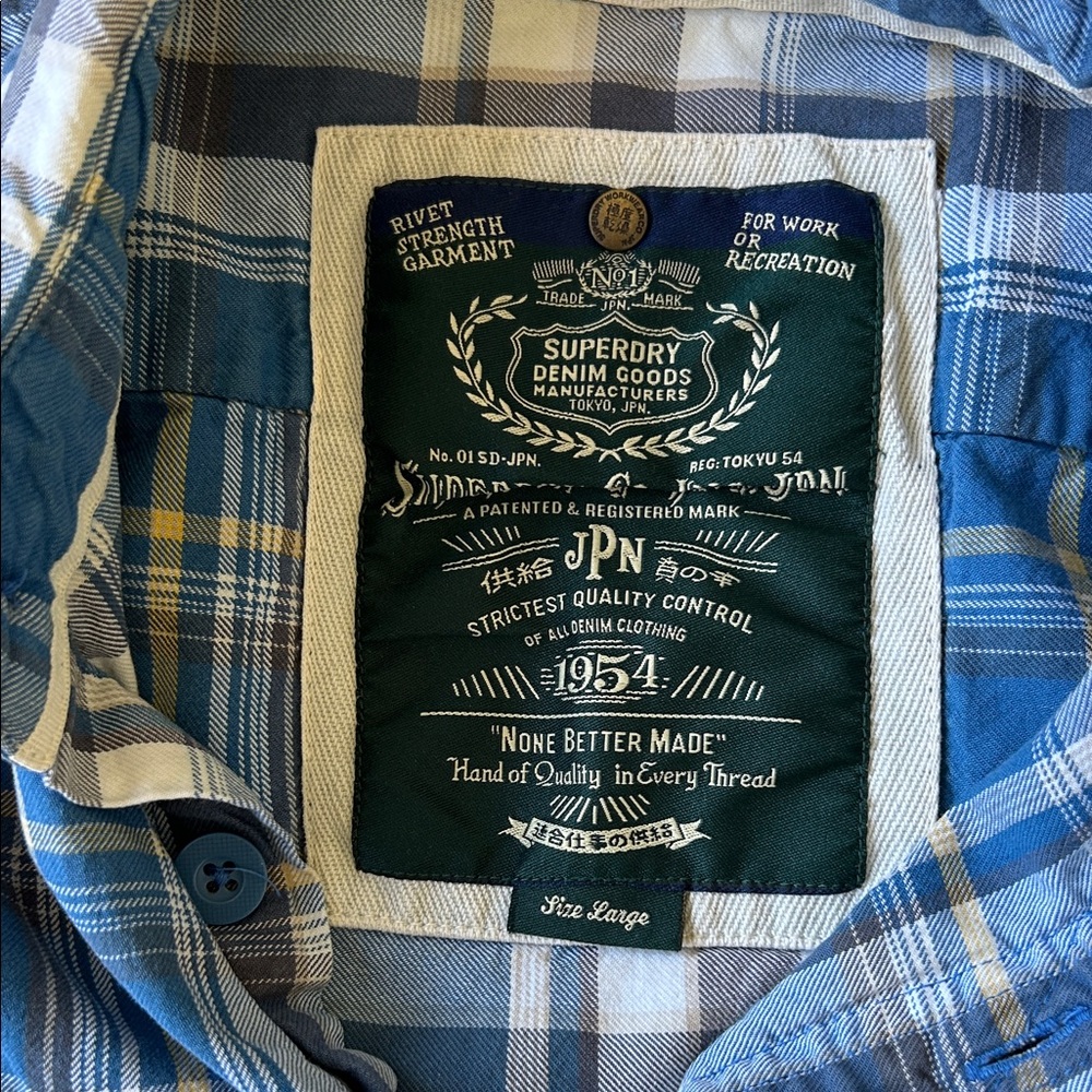 Superdry Blue and White Plaid Casual Shirt - Picture 9 of 12